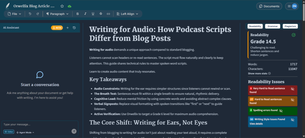 Orwellix Review 2026: Is It a Good AI Writing Tool for Writers, Bloggers, and Content Publishers? 2 Readability Checker
